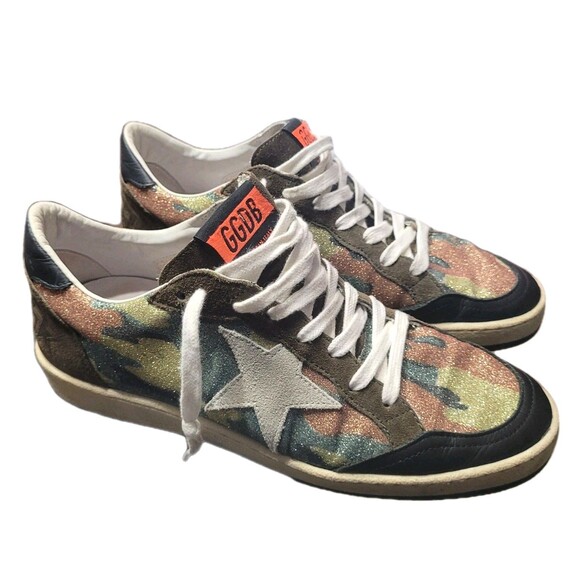 Golden Goose Ball Star Sneakers Womens 39 (9 US) Camo Glitter Made in Italy-Rare - Picture 1 of 7
